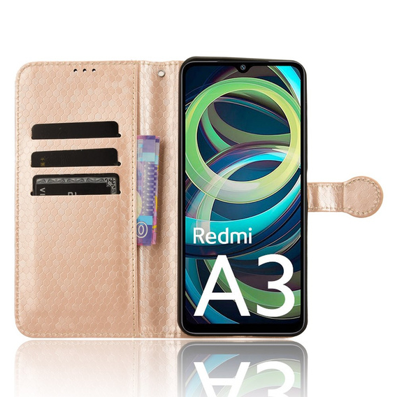 Etui z klapką do Xiaomi Redmi A3, Wallet Rhombus, różowe