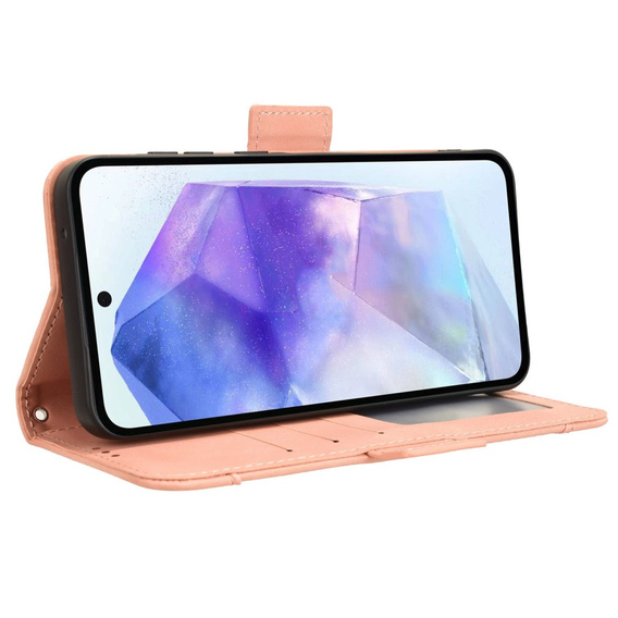 Etui z klapką do Samsung Galaxy A35 5G, Card Slot, różowe