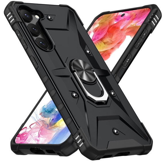 Etui pancerne do Samsung Galaxy S23, z ringiem, czarne