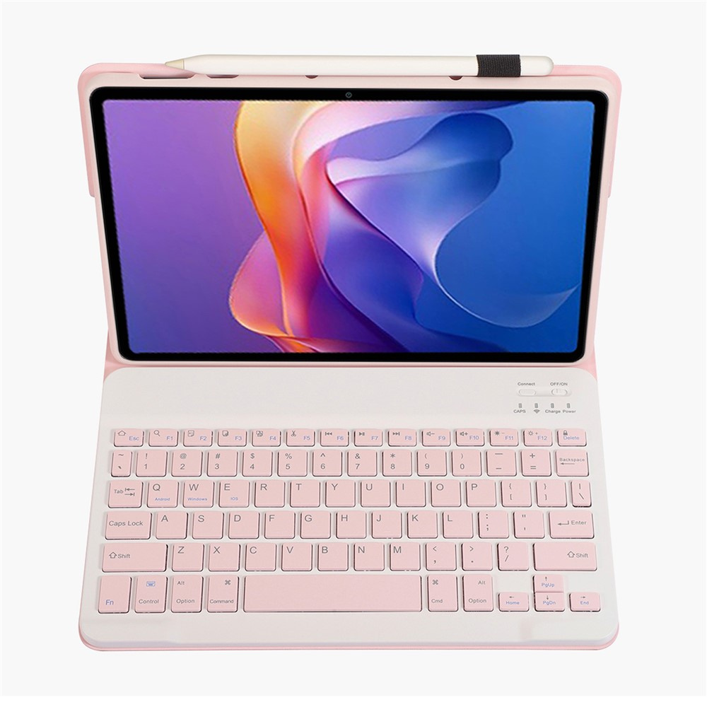 Skórzane różowe etui z klawiaturą Bluetooth do Xiaomi Redmi Pad 2 – elegancka ochrona