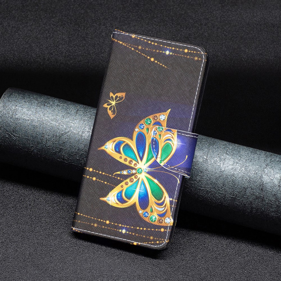 Etui z klapką do Samsung Galaxy A15, Wallet, jewelry butterfly + szkło 9H