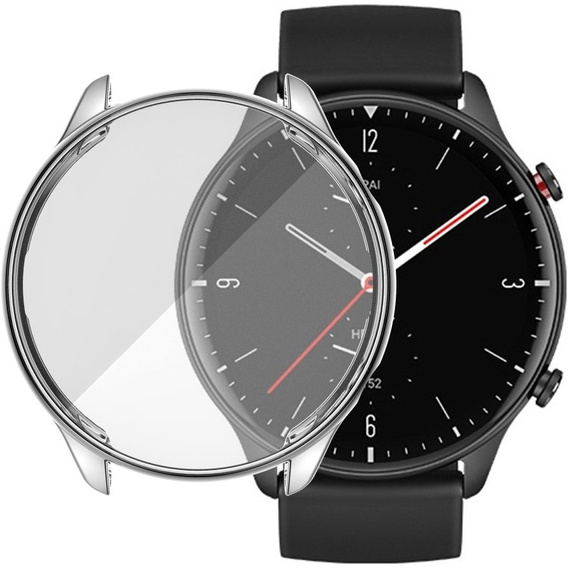 2w1 Etui z Osłoną na Ekran do Amazfit GTR 2, Srebrne