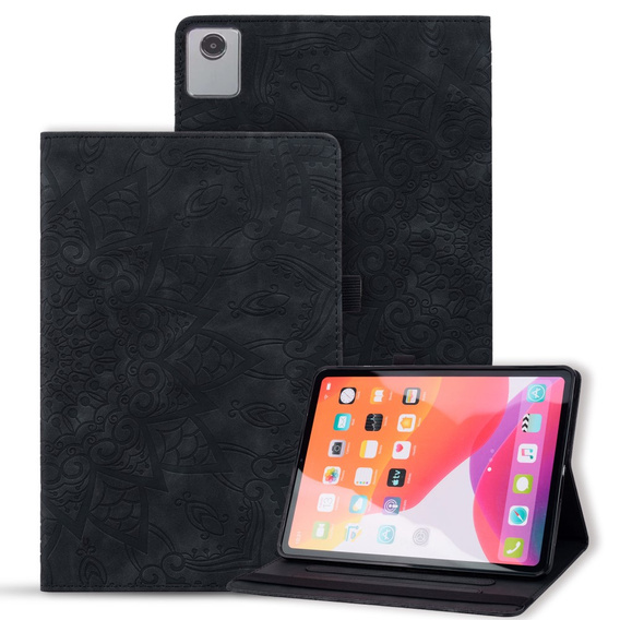 Etui z klapką do Lenovo Tab M11, flower, czarne