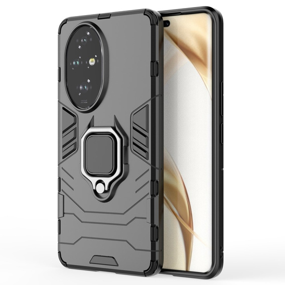 Etui pancerne z pierścieniem do Honor 200 Pro 5G – czarne, z podstawką i uchwytem