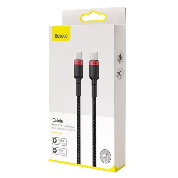 BASEUS Kabel USB PD100W/QC3.0 Type-C 200cm - Red/Black