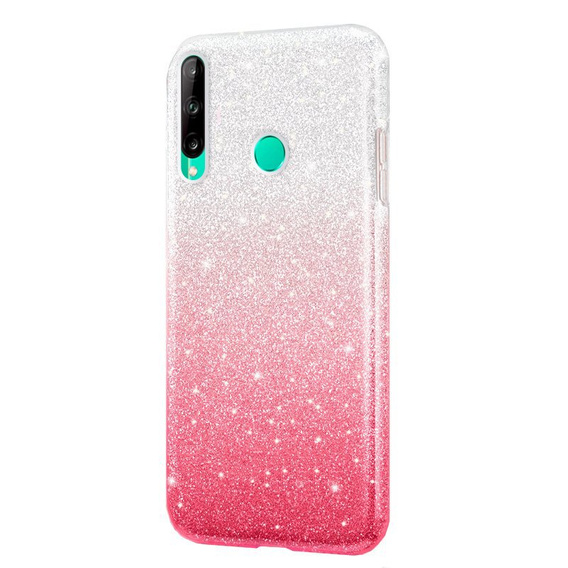 Etui do Huawei P40 Lite E, Glitter Case, Srebrne / Różowe