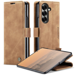 Etui CASEME do Samsung Galaxy Z Fold7 5G, Leather Wallet Case, brązowe