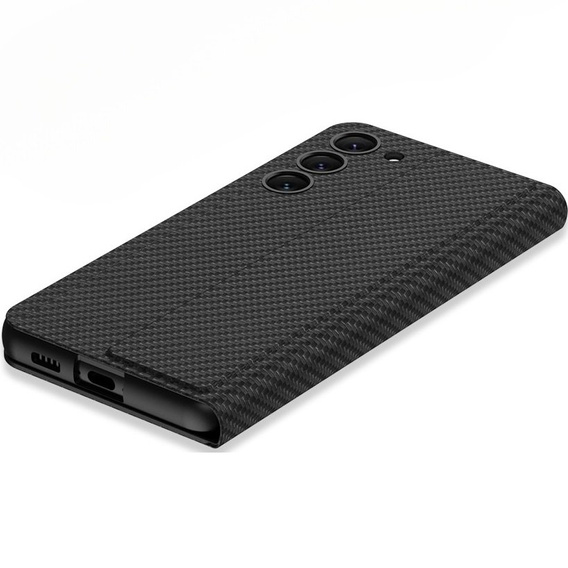 Etui z klapką do Samsung Galaxy S23, GKK Leather, carbon czarne