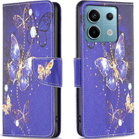 Etui z klapką do Xiaomi Redmi Note 13 Pro 5G, Wallet, Butterflies fioletowe