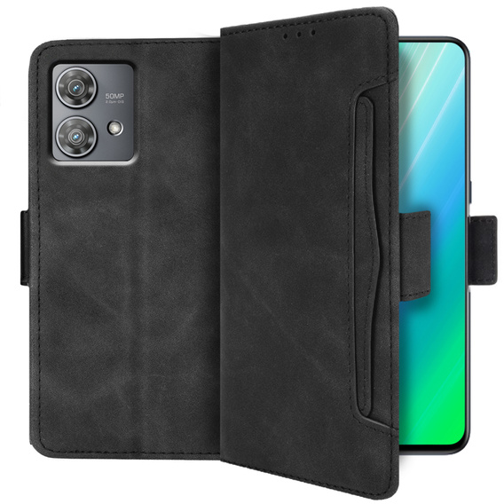 Etui z klapką do Motorola Edge 40 Neo, Card Slot, czarne