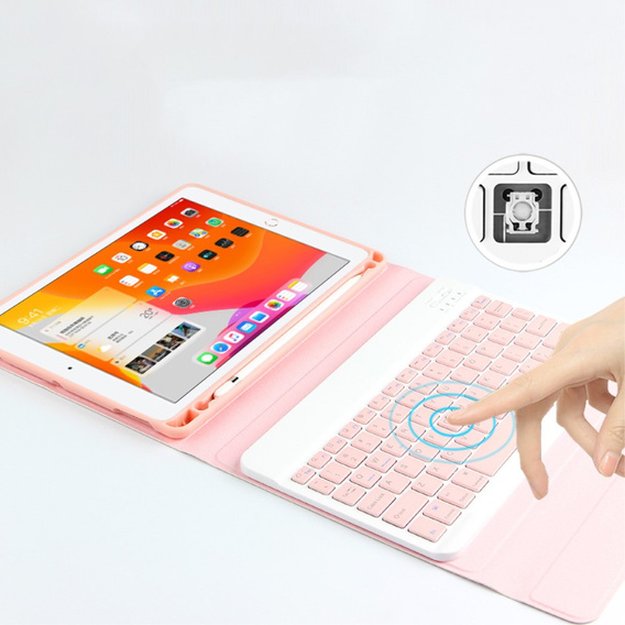 Etui z klawiaturą do iPad 10.2" 2021/2020/2019 (9/8/7 gen.), Keyboard Cover Pen Slot, różowe rose gold
