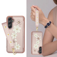 Etui do Samsung Galaxy A55 5G, Leather Flower Card Slot, różowe