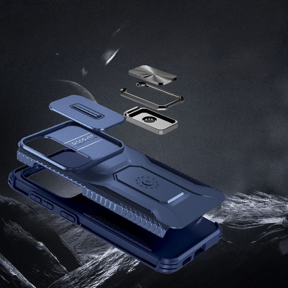 Etui do Samsung Galaxy S24+ Plus, Slide Lens Lid, Niebieskie