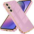 Zestaw Etui do Samsung Galaxy A54 5G, silikonowe Glamour z ochroną aparatu, Fioletowe + szkło