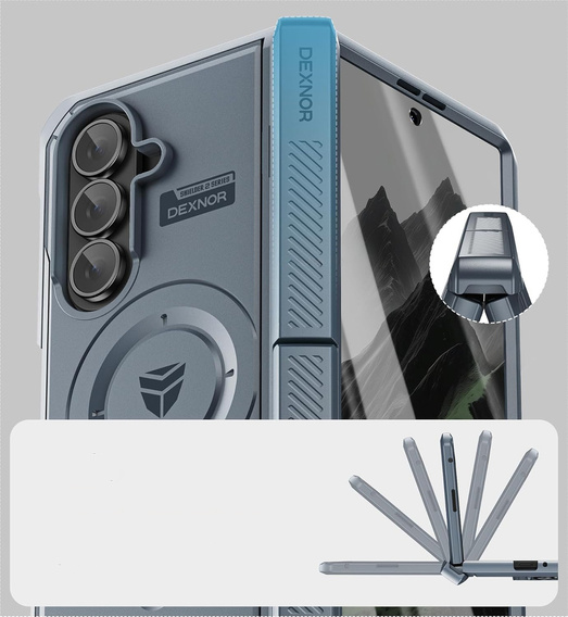 Etui pancerne do Samsung Galaxy Z Fold7 5G, Dexnor Magnetic,  do MagSafe - granatowe