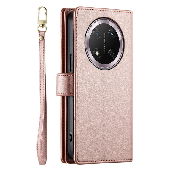 Etui z klapką do Honor Magic 7 Lite, Wallet Zipper Pocket, różowe