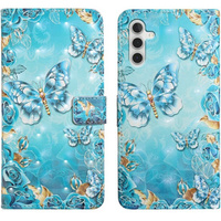 Etui z klapką do Samsung Galaxy A05s, Wallet, Butterflies niebieskie