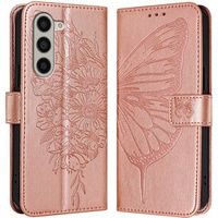 Etui z klapką do Samsung Galaxy Z Fold6 5G, Butterfly, różowe rose gold