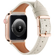Pasek Skórzany do Apple Watch 1/2/3/4/5/6/7/8/9/10/11/SE 38/40/41/42mm, Beżowy