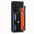 Etui skórzane do Samsung Galaxy Z Fold6 5G, z podstawką i szkłem, czarne