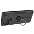 Etui do Infinix Smart 6, Pancerne Shockproof Obudowa KickStand Ring Case, Czarne