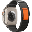 Pasek Nylonowy do Apple Watch 1/2/3/4/5/6/7/8/9/10/11/SE Ultra 1/2/3 42/44/45/46/49mm, Szary/Pomarańczowy