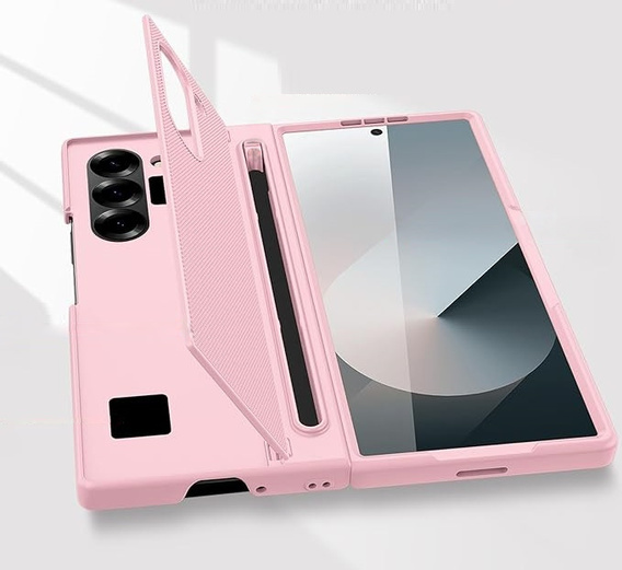 Etui do Samsung Galaxy Z Fold7 5G ze szkłem, z miejscem na rysik – różowe