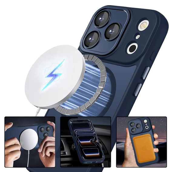 Etui do iPhone 17 Pro, do MagSafe, ERBORD Matt Case, granatowe