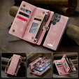 Etui CASEME do Samsung Galaxy S25 Ultra, Retro Leather Wallet, z paskiem, różowe