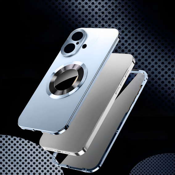 Etui do iPhone 16, Dual Glass, do Magsafe, niebieskie