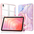 Etui do Samsung Galaxy Tab S11, Smartcase Hybrid, z miejscem na rysik, Marble różowe