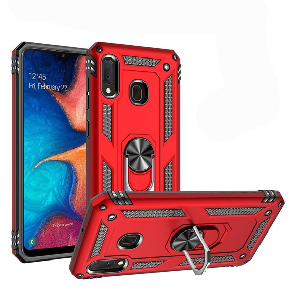 Etui pancerne do Samsung Galaxy A20E, Nox Case Ring, czerwone