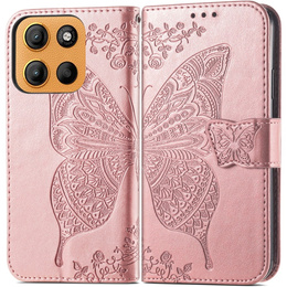 Etui z klapką do Motorola Moto G15 / Motorola Moto G15 Power, Butterfly, różowe rose gold