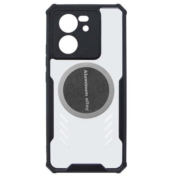 Etui do Xiaomi 13T / 13T Pro, z blaszką magnetyczną, Czarne / Przezroczyste