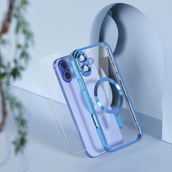 Etui do iPhone 16, Electro MagSafe, niebieskie + Szkło na ekran