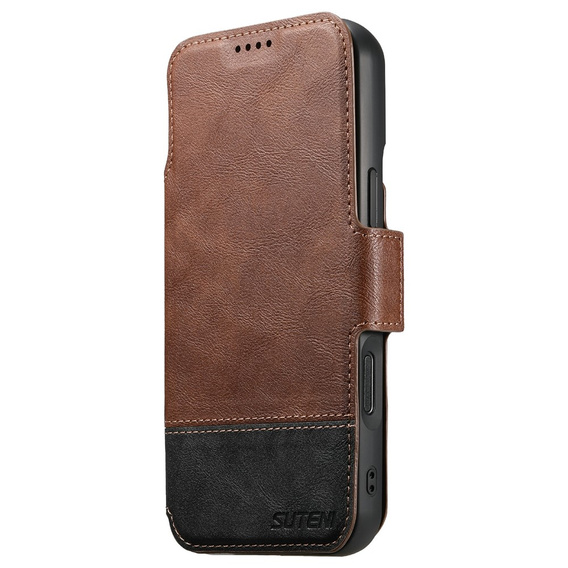 Etui z klapką 2w1 SUTENI do iPhone 17 Pro, do MagSafe, brązowe