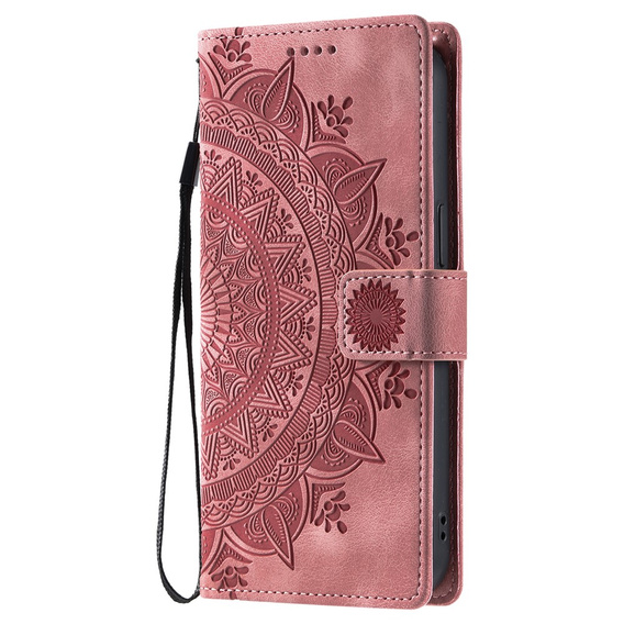 Etui portfelowe z motywem kwiatowym do Motorola Moto G56 5G – Różowe rose gold