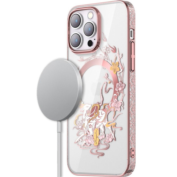 Etui do iPhone 14 Pro, KINGXBAR Pink Deer, do MagSafe, różowe rose gold