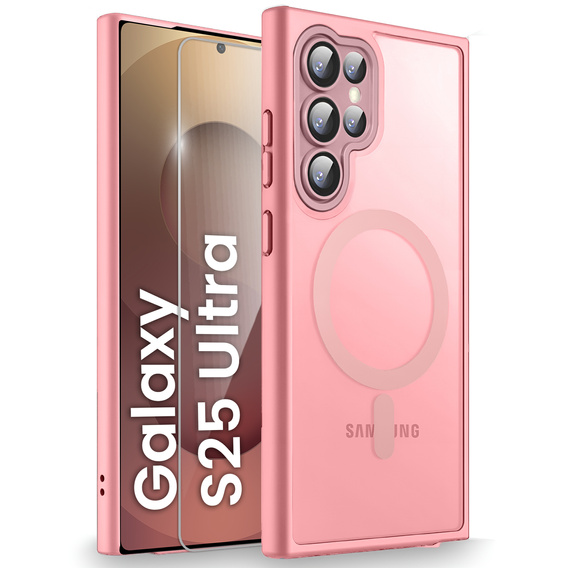 Etui do Samsung Galaxy S25 Ultra, do MagSafe, ERBORD Matt Case, różowe + Szkło na ekran