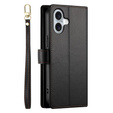 Etui z klapką do iPhone 16, Wallet Zipper Pocket, czarne