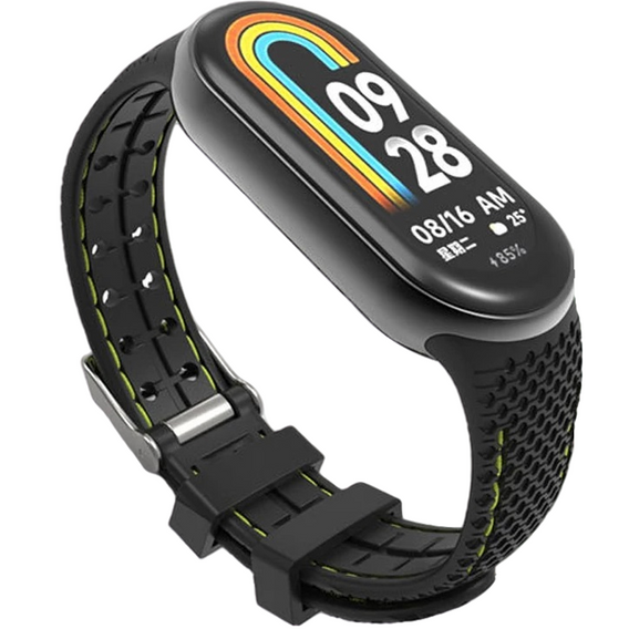 Pasek Silikonowy do Xiaomi Smart Band 10 / 9 / 8, Czarny / Zielony