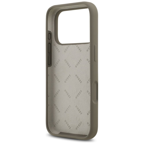Etui GUESS do iPhone 17 Pro Max, Big 4G Script, brązowe