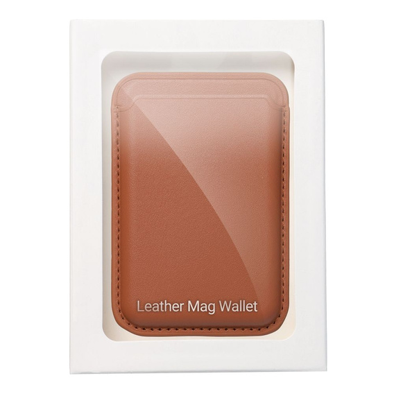 Portfel magnetyczny na karty do iPhone 12 / 13 / 14 / 15 / 16, Leather Mag Wallet, kompatybilny z MagSafe – brązowy