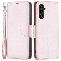 Etui z klapką do Samsung Galaxy A55 5G, Wallet Litchi Leather, różowe