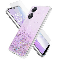 Zestaw Etui Brokat do Oppo A78 5G, fioletowe + szkło