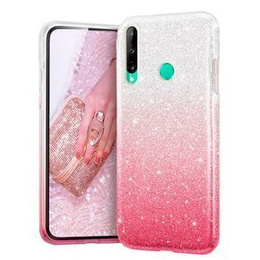 Etui do Huawei P40 Lite E, Glitter Case, Srebrne / Różowe