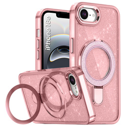Etui do iPhone 16e, Glittery Magnetic Kickstand, różowe