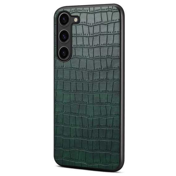 Etui do Samsung Galaxy S24, Crocodile, skórzane zielone