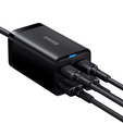 Baseus ładowarka sieciowa 65 W GaN3 Pro 2×USB‑C 2×USB‑A - Czarna