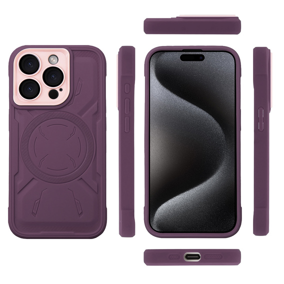 Etui do iPhone 15 Pro, ERBORD Armor Mag do MagSafe, bordowe